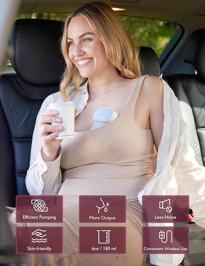 Momcozy S9 Pro Upgraded Wearable Breast Pump, Hands-Free Design with Extended Battery Life & LED Display, Double Electric Portable Pump with 2 Modes & 9 Levels, 24mm, 2-Pack, Gray Color