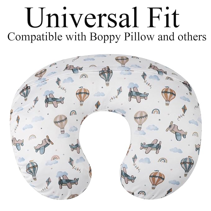 Nursing Pillow Cover Set 3 Pack Nursing Pillow Slipcovers for Moms Breastfeeding Moms, Ultra-Soft Stretchy Fit Standard Nursing Pillows Green/Moon/Cloud