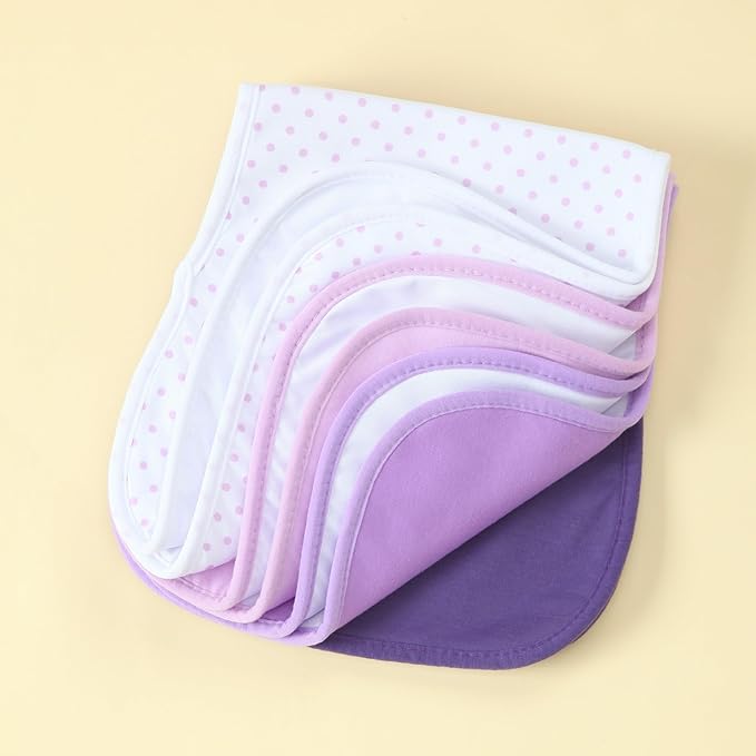 Waterproof Baby Burp Cloths 8-Pack - 4-Layer Super Absorbent Fabric, Extra Soft Plush Spit Up Rags for Newborns Infants, Unisex for Baby Boy Girl, Milk Spit Up Infant Towels