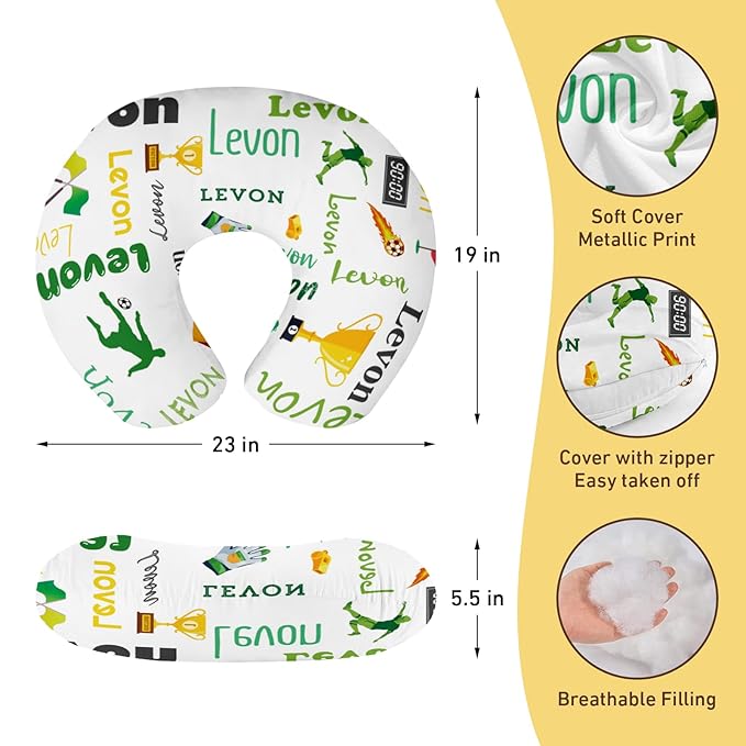 Baby Nursing Pillow Cover - Personalized Name Sport Theme Breastfeeding U-Shaped for Bottle Feeding, Ultra Soft Comfortable Breastfeeding Pillow Cover for Infant Baby Boys and Girls