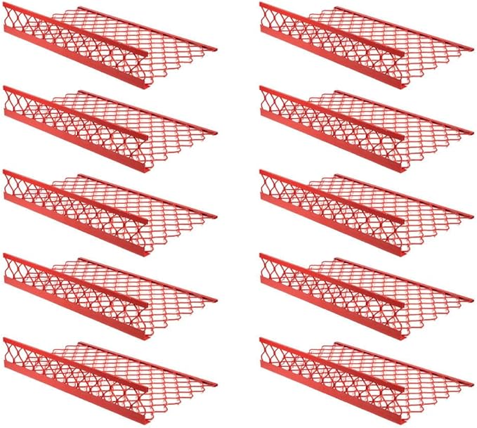 Mytee Products 10 Pack 40" x 24" (Drop) Aluminum Mesh Brick Guard Corner Protector – Red Coated L-Shaped Edge Guard, Corrosion-Resistant Protection