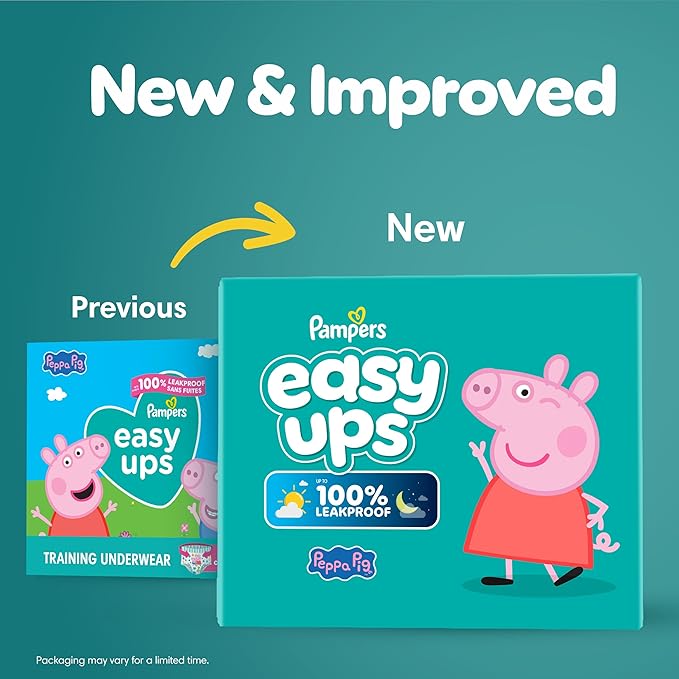 Pampers Training Pants - Easy Ups Girls & Boys - Size 3T-4T, 66 Count, Peppa Pig Potty Underwear (Packaging May Vary)