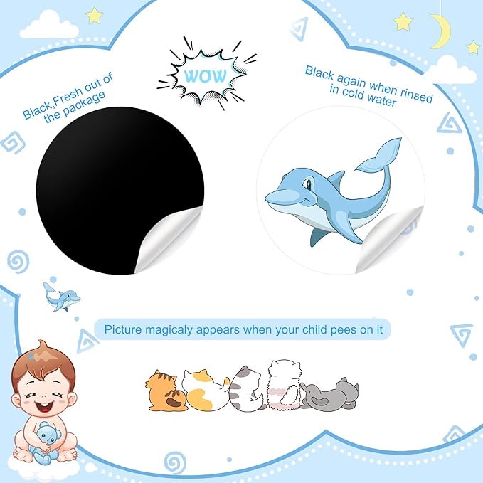 Geyee 24 Pcs Potty Training Stickers Potty You Pee on Toilet Reveal Stickers Chart Reusable Pee Decals Color Changing Seat Toilet Targets for Boys Girls Kids Training Use(Animal)