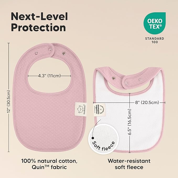 KeaBabies 8-Pack Organic Baby Bibs for Girls, Boys - Quilted Cotton Cloth Baby Drool Bibs for Drooling and Teething Toddler, Newborn, Infant, Soft & Super Absorbent (Muted Pastel)