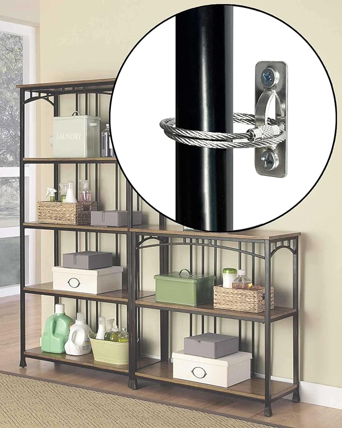 6 Sets Anti Tip Furniture Anchors for Baby Proofing, Earthquake Straps, Furniture Secure to wall Anchors, Childproof and Home Safety, 10in