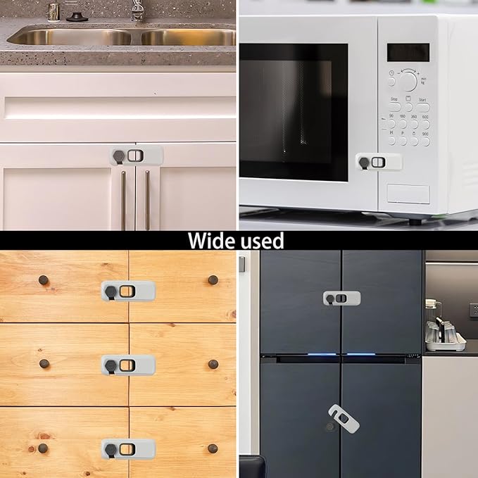5Pack Child Proof Refrigerator Lock,Fridge Locks for Kids with Sticky Adhesive Pads,Baby Safety Locks for Fridges, Cabinets, Drawers, Double Doors and More (5 Pack)