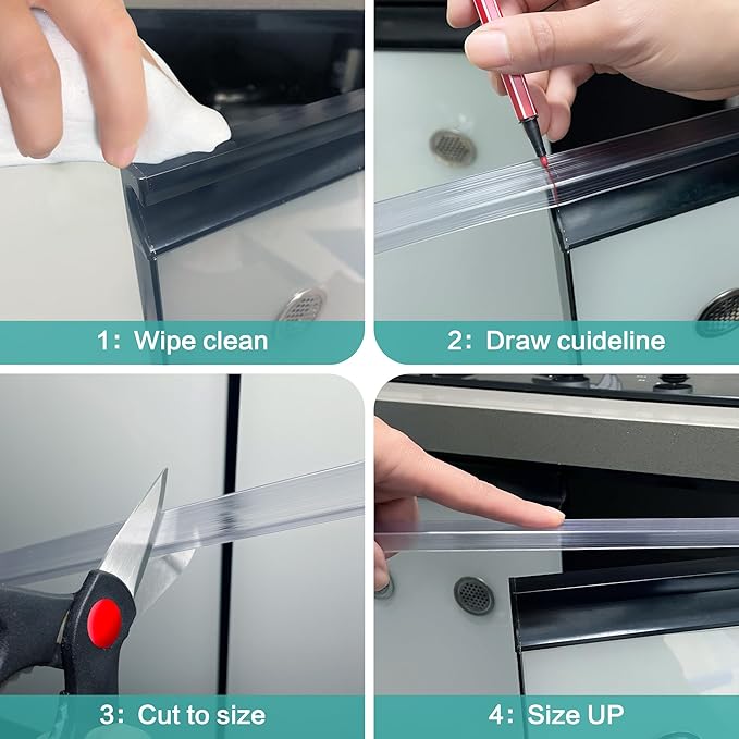MONOID Drawer Edge Protector, Slip-On Clear Table Corners Guards, Door Kitchen Furniture Bumper, Prevent Wear, Impact Protection, Ease to Cut, 3/4" Thick, 18" Length – Clear, Pack of 5