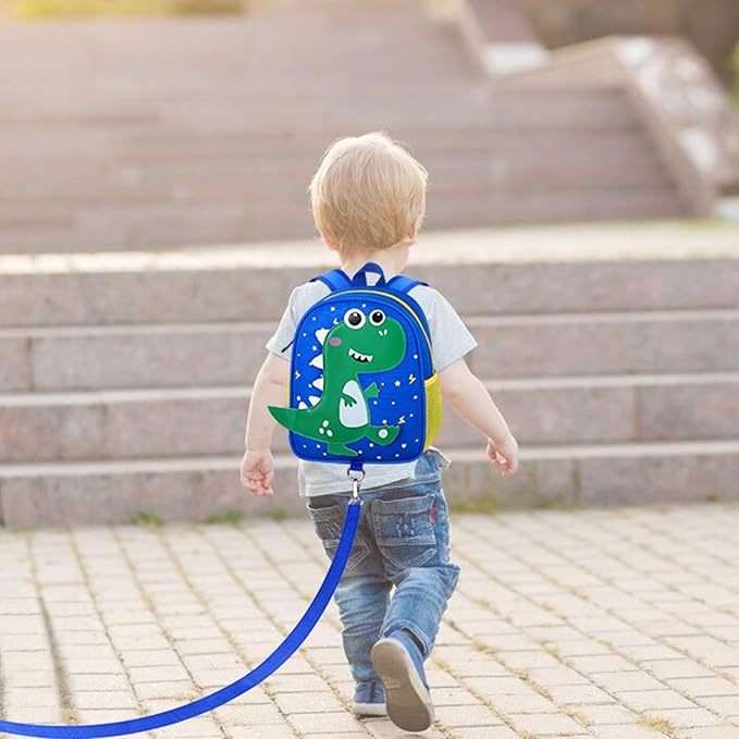 Accmor Toddler Backpack Leash, Cute Dinosaur Kids Backpacks with Anti Lost Wrist Link, Mini Child Bag Tether Baby Walking Harness Wristband Protection Rope for Boys Girls Aged 1-3 to Travel Outdoor