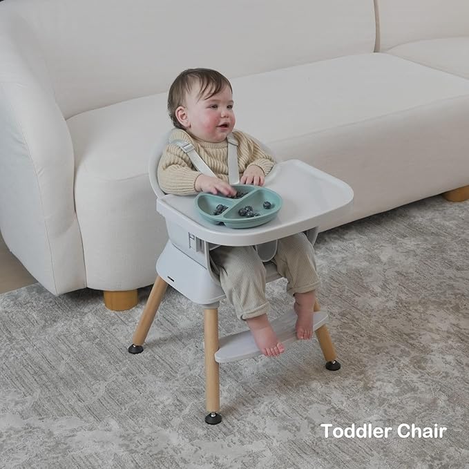 3-in-1 Convertible Wooden High Chair for Babies and Toddlers, Dining Booster Seat, Toddler Chair, Easy to Clean Infant Highchair, Modern Lightweight Design