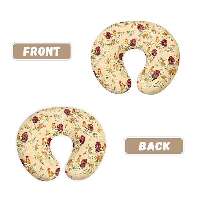 Retro Rooster Floral Baby Nursing Pillow Cover Slipcover Washable Soft & Gentle on Baby Skin Breastfeeding Feeding Support Pillow Case for Home Car Sofa Decorations