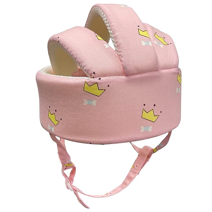 Baby Helmet Toddler Children Headguard Infant Head Cushion Protective Harnesses Cap Soft Adjustable Kid Hat Head Protector (Crown Pink)