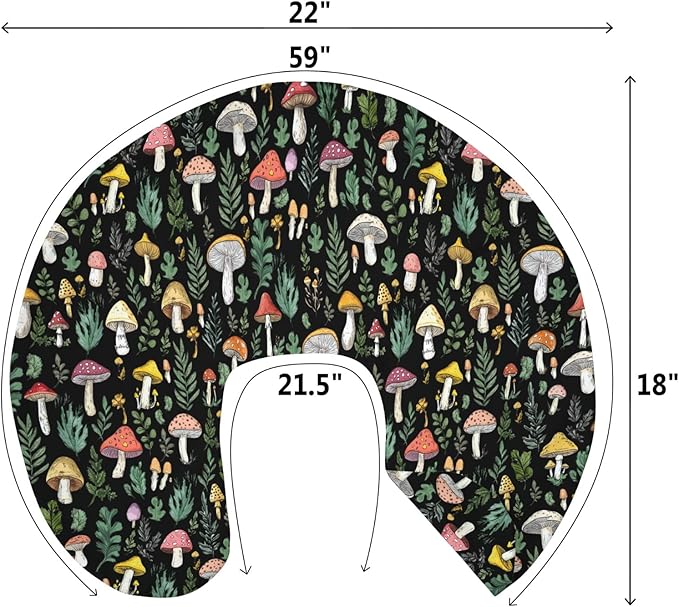 Colorful Mushrooms Green Leaves Baby Nursing Pillow Covers for Boy Girl Fall Mushroom Forest Nursing Pillowcase for Breastfeeding Pillows Autumn Soft Stretchy Slipcovers for Newborn Infant