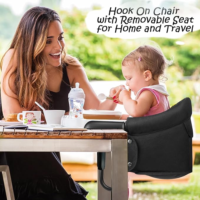 Hook On Chair, Portable Baby Feeding Seat Attached to Table - Clip On High Chair With Fold-Flat Storage Bag, Easy Clean Fast Table Seat for Home and Travel, Tight Fixing and Anti Drop Toddler Seat