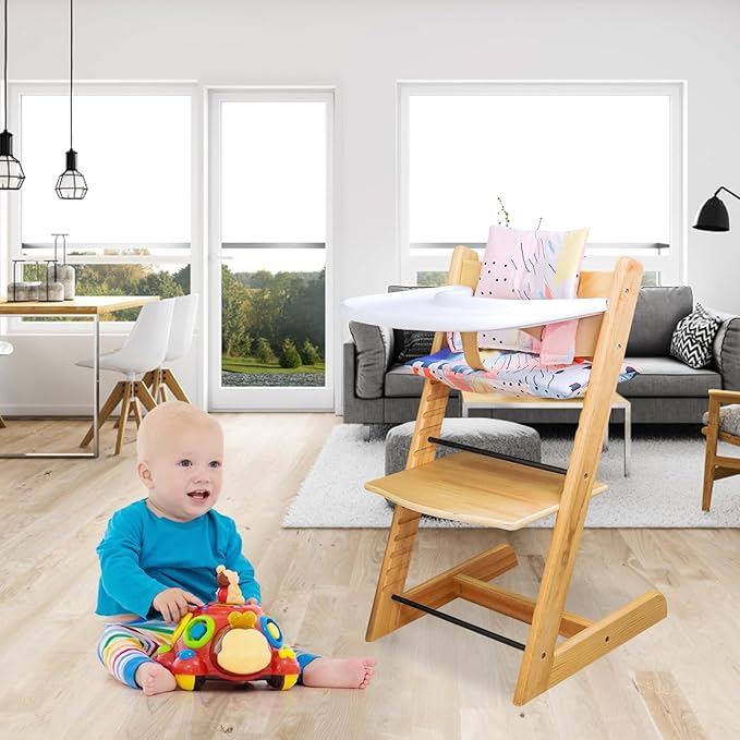 High Chair Cushion, Soft and Comfortable for Tripp Trapp High Chair Cushion, with Two High Chair Placemat, for Tripp Trapp Cushion Set Makes It More Comfortable for Baby (Colorful Patterns)