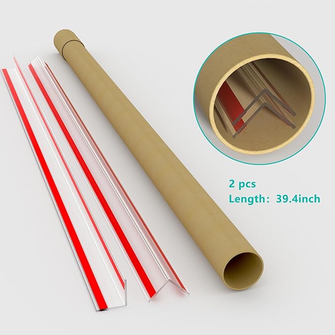 30x30mm Self Adhesive Corner Guard, 2pcs 39.4" Wall Corner Protector Strip, Flexible PVC Edge Trim, Peel and Stick Corner Protection for Furniture, Wall Edges & Table Corners