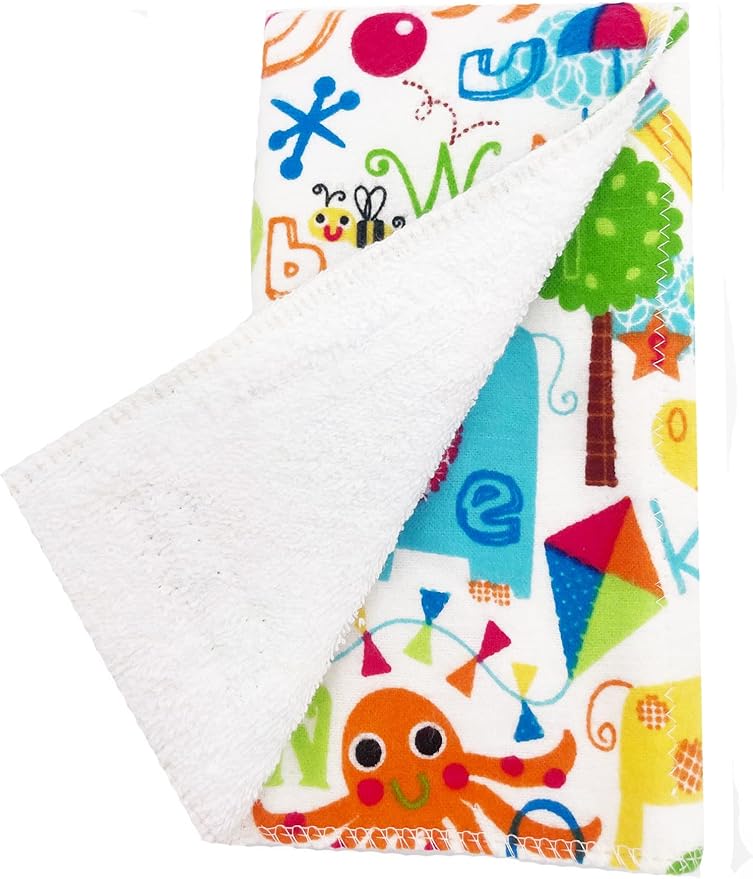 Infant Burping Cloth, Burp Cloths for Baby Boy or Girl, Soft and Absorbent - Cotton Reusable Spit Up Rags, XLarge, 1 Count (Animal ABCs)