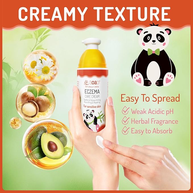Baby Eczema Relief Cream, Eczema Treatment for Kids with Chrysanthemum, Multi-Purpose Baby Skin Relief Cream, Gentle On Sensitive Skin Prone To Baby Eczema, Hypoallergenic & Steroid-Free, 3.38oz
