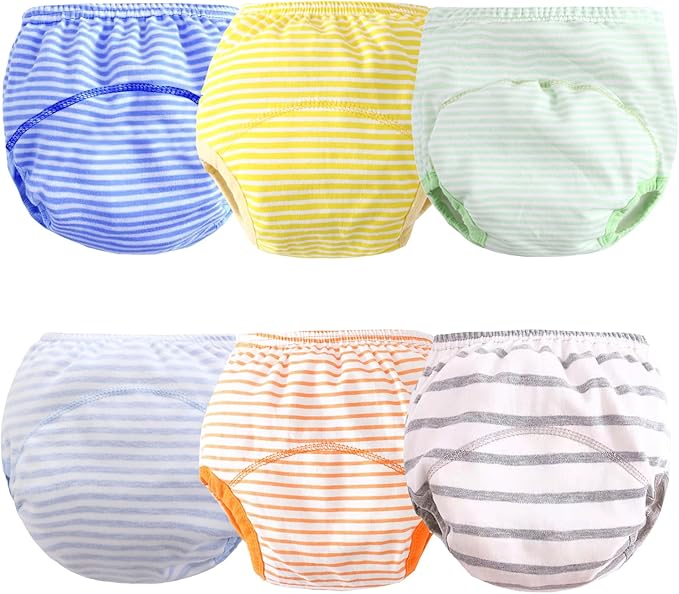 Cotton Reusable Baby Training Pants Unisex Potty Toddler Underpants Kids Waterproof Breathable Underwear 6-Pack