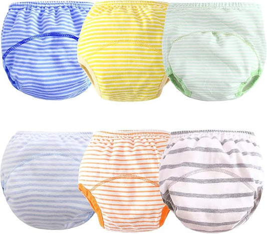 Cotton Reusable Baby Training Pants Unisex Potty Toddler Underpants Kids Waterproof Breathable Underwear 6-Pack