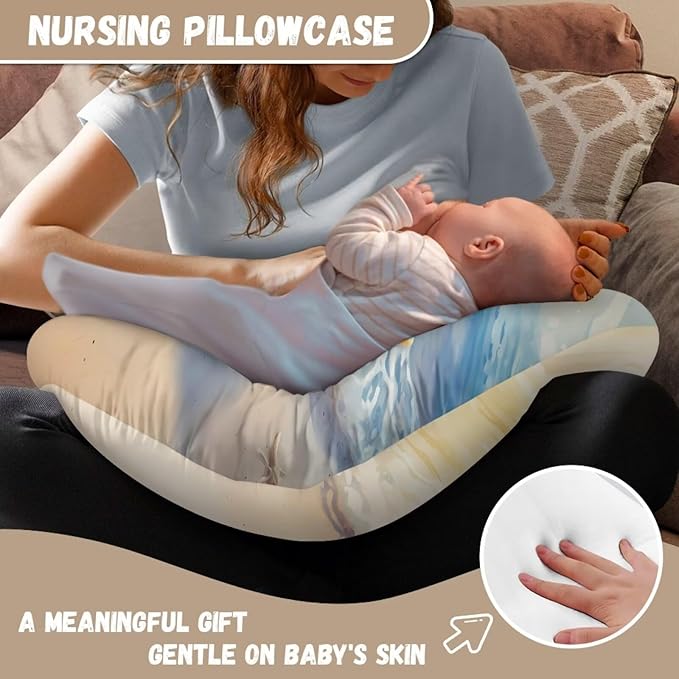 Sand Beach Starfish Ultra Soft Nursing Pillow Cover with Hidden Zipper Skin-Friendly Removable Slipcover for Breastfeeding Support Pillows Infant Feeding Cover for Home Car Decor