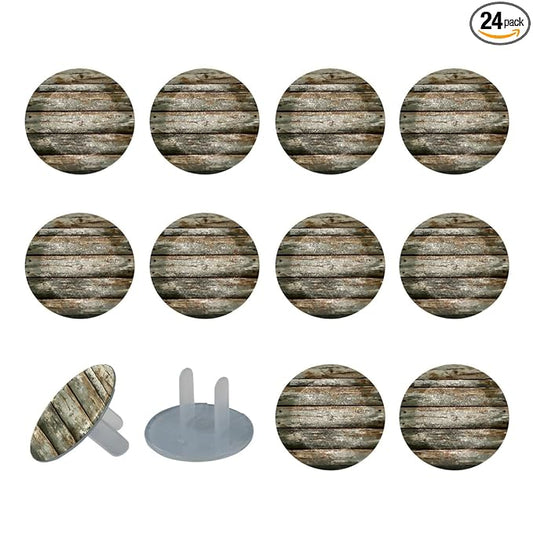 Old Wooden (2) Outlet Covers Baby Proofing Child Proof Plug Covers for Electrical Outlets Easy Install Outlet Plug Covers