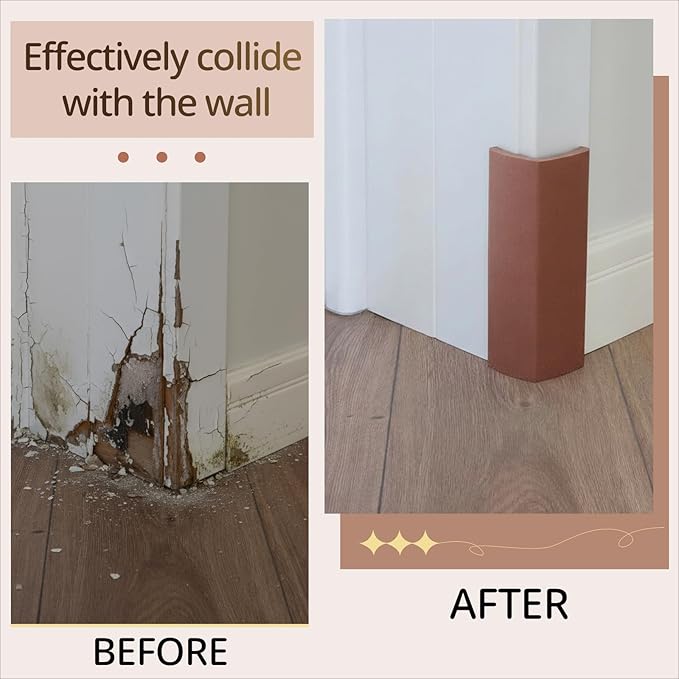 Pangda Baseboard Corners Blocks Self Adhesive Rubber Safety Corner Protectors Proofing Edge Guard Corner Cushion for Wall Furniture Edge (Brown,8 Pcs)