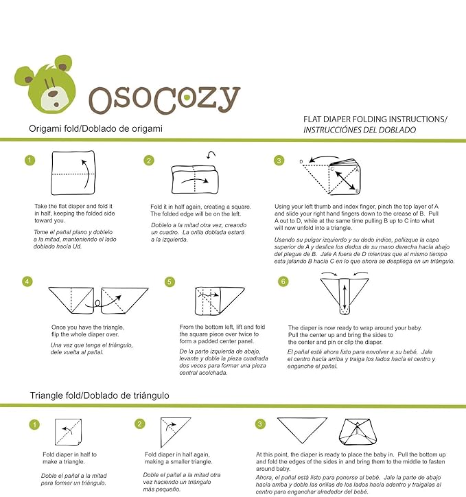 OsoCozy Economy Flat Cloth Diaper Package - 36 Unbleached Cotton Birdseye Weave Flat Diapers, 3 Snappi Diaper Fasteners, 4 OneSize Diaper Covers (2 Maritime, 2 Dragons)