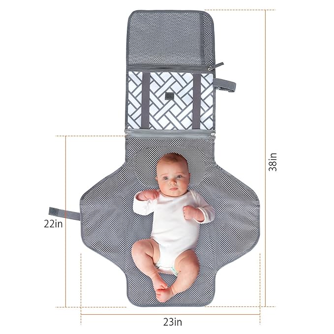 Portable&Foldable Diaper Changing Pad, Moclever Detachable Travel Changing Mat with Waterproof & Easily Cleanable Folding Nappy Changing Travel Mat,Newborns Essentials, Baby Shower Gifts-Grey