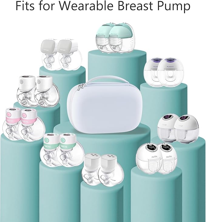 Wearable Breast Pump Case, Hard Shell Breast Pump Bag with Removable Tray, Watertight Breast Pump Storage Bag Compatible with Most of Wearable Breast Pumps, Holds 2 Pumps