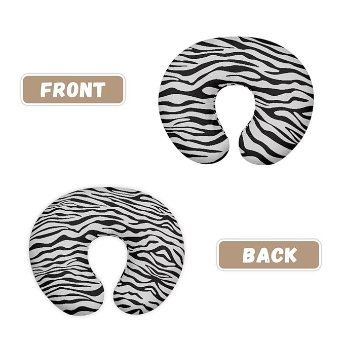 Grey Zebra Stripes Nursing Pillow Cover for Baby Boy Girl Slipcover for Breastfeeding Pillows, Soft and Stretchy Safely Breastfeeding Pillow Cover