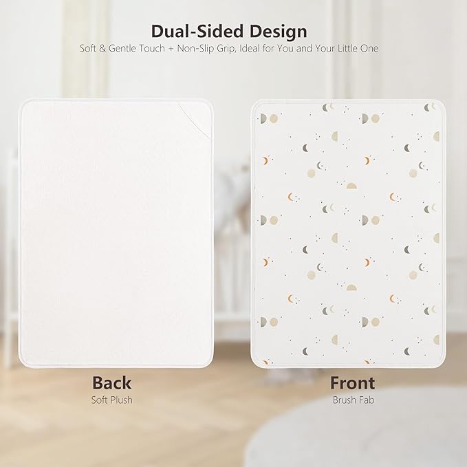Baby Changing Pad Portable Changing Mat for Babies, 2 Pack Soft and Foldable Baby Changing Mat for Travel or Home, 35 * 29.5 inch Changing Pad for Diaper Bag - Gray&Moon
