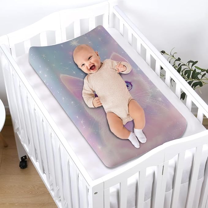 Cute Cat Changing Pad Cover Stretchy Soft Universal Tray Table Mat Waterproof Lightweight Breathable Cradle Sheets Fit 32"x16" Contoured Pad