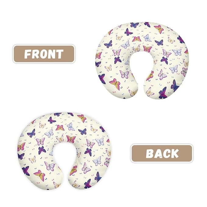Colorful Butterfly Newborn Nursing Pillow Cover with Hidden Zipper Ultra Soft Skin-Friendly Baby Nursing Pillowcase Easy to Put On & Take Off Breastfeeding Pillow Slipcover