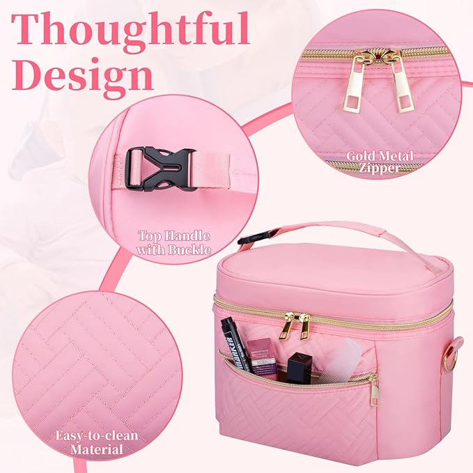 GDNasist Wearable Breast Pump Bag Compatible with Willow/Elvie/Medela/Momcozy, Portable Pumps Carrying Case for Nursing & Working Moms, Pumping Bag with Mat & Shoulder Strap, Pink