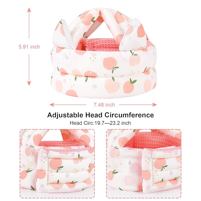 Accmor Baby Head Protector for Crawling Walking, Cute Baby Helmet Adjustable No Bumps and Soft Cushion, Infant Safety Cap Breathable Protective Headguard, Anti-Collision Toddler Helmets for 6m-24m Kid