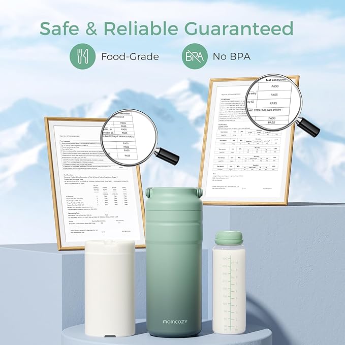 Momcozy Portable Breast Milk Cooler for Travel, 24H Ice-Free Cooling Breastmilk Storage Bottles Container, 12oz Leak Proof Outdoor Small Freezer, Baby Breastfeeding Essential for New Moms