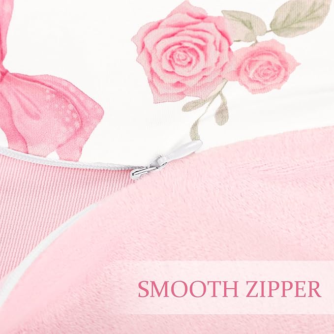 Nursing Pillow Cover, Ultra Soft Breastfeeding Pillow Covers for Newborn Baby Boys and Girls, Easy Removal and Machine Washable Slipcover, 1 Pillowcase Only (Pink Rose)