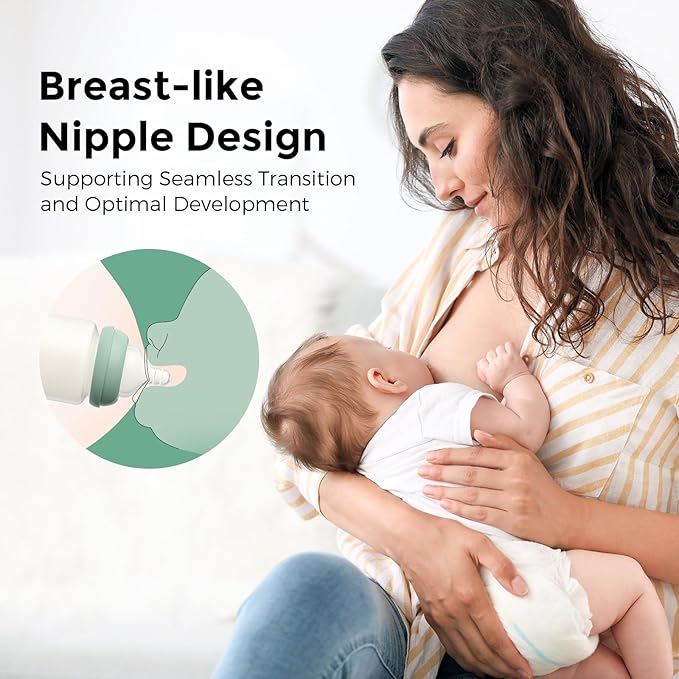 Momcozy Soft Baby Nipple Premium Natural Flow Silicone for Wide-Neck Bottles, BPA-Free, Perfectly Compatible Breast Milk Cooler, Large (Pack of 2)