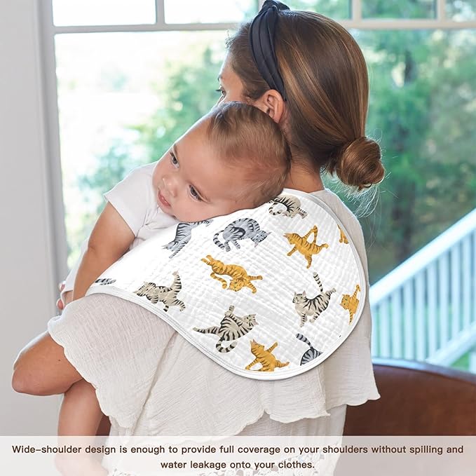 Yoga Tabby Cat Pattern Muslin Burp Cloths for Baby 1 Pack Soft 100% Cotton Baby Washcloths Bibs for Boy Girl