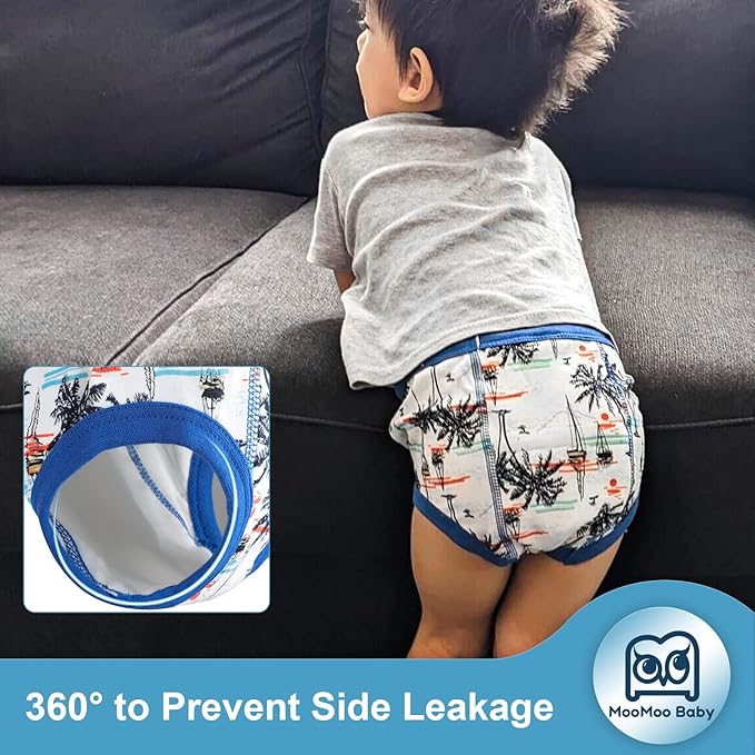 MooMoo Baby Potty Training Pants 6 Packs Absorbent Training Underwear for Boys and Girls Cotton Pee Pants 2T-9T