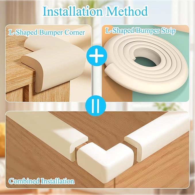 ZOMPAGO Baby Proofing Edge Protector,4 Corner Guards Foam L-Shape Self-Adhesive Corner Guards,Baby Crib Bumper Pad,Wall & Corner Protector Baby,Foam Corner Protectors for Nursery Kitchen Fireplace