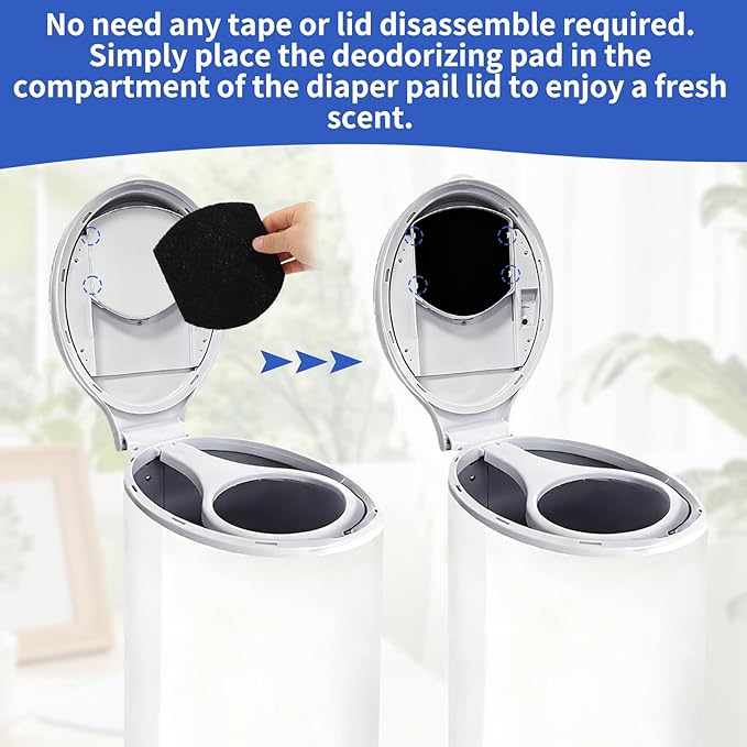 16 PCS Diaper Pail Deodorizer Refills for Ubbi Diaper Pail, Activated Charcoal Odor Absorbing Filters, Strong Odor Eliminating, Precise fit, Keep Nursery Fresh Long-Lasting