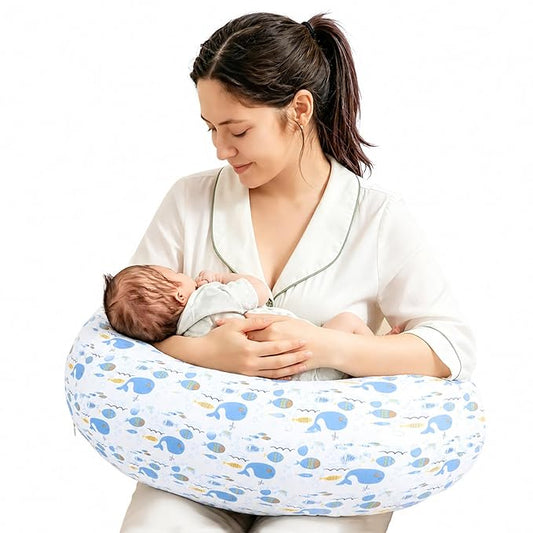 Nursing Pillow, Breastfeeding Pillows with Standard Size Removable Cover, Breast Feeding Pillow with Breathable Filling, Ergonomic Nursing Essentials for Bottle and Breastfeeding