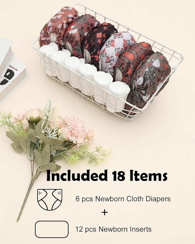 ALVABABY Baby Pocket Newborn for Less Than 12pounds Baby Snaps Cloth Diapers Nappy 6pcs with 12 Inserts 6SVB129