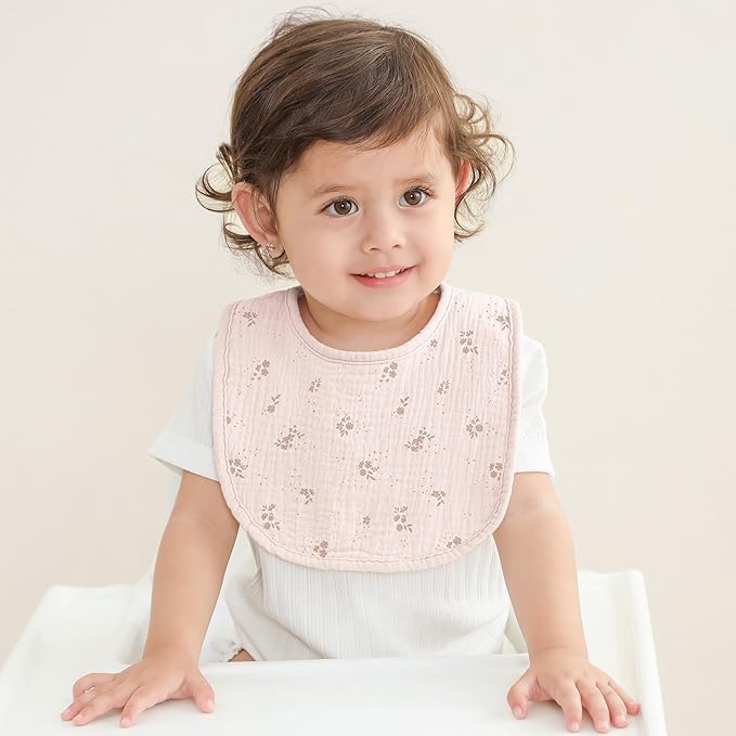 Susurration Muslin Baby Bibs 6 Pack Cotton Baby Drool Bibs,Soft Adjustable Baby Drooling Bibs for Unisex Boys Girls
