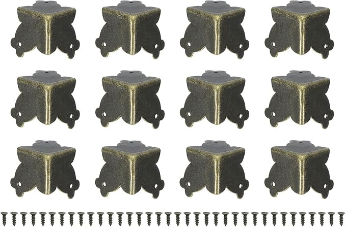 uxcell 12 Pcs Decorative Box Corner Cover, 20mm Metal Edge Guard, Furniture Corner Edges Protector, Bronze