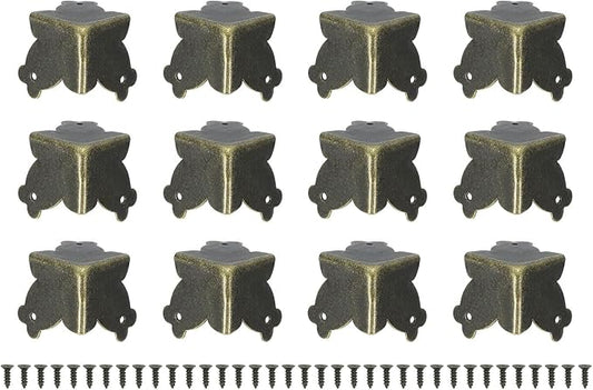 uxcell 12 Pcs Decorative Box Corner Cover, 20mm Metal Edge Guard, Furniture Corner Edges Protector, Bronze
