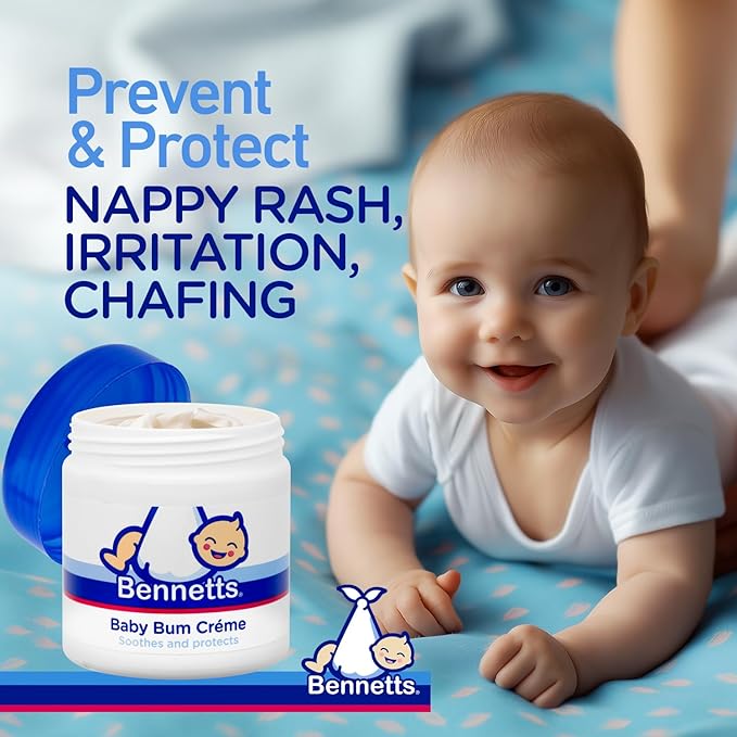 Bennetts Baby Bum Cream 150ml – Water-Repellent Diaper Barrier Cream for Newborns – Protects Against Nappy Rash & Redness