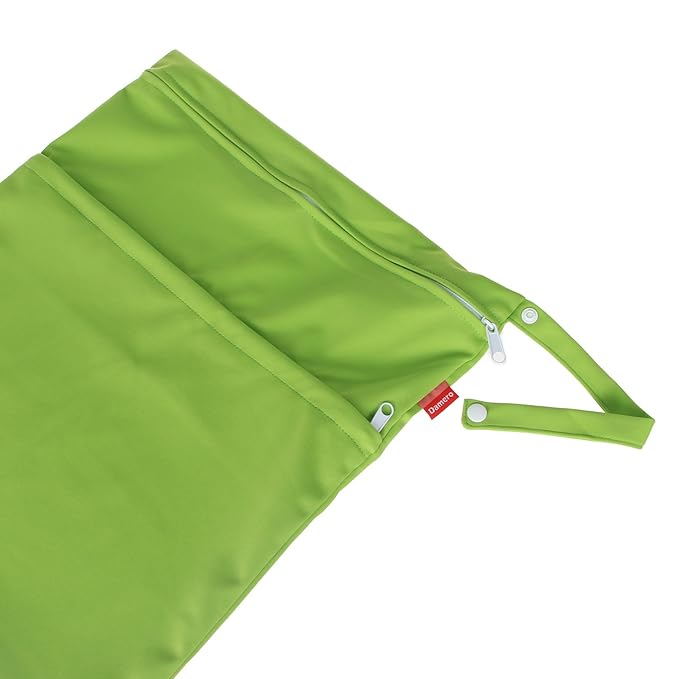 Damero 2pcs Travel Wet Dry Bag, Reusable Swimsuit Bag for Wet Clothes with Handle(Large, 2 pcs Green)