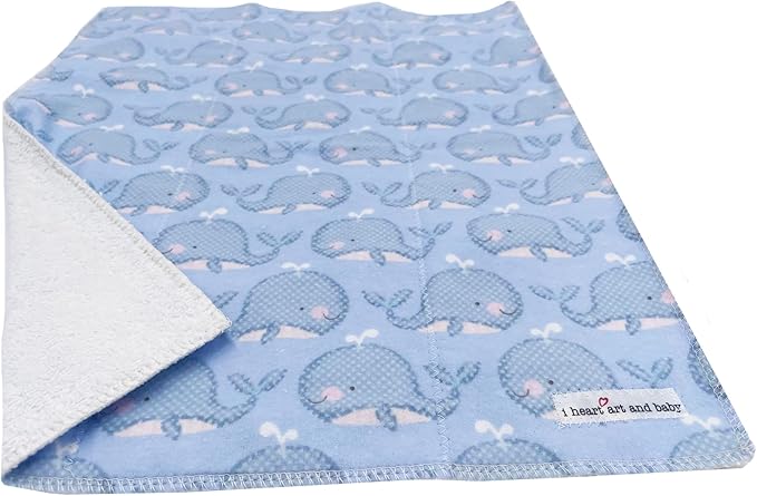 Infant Burping Cloth, Burp Cloths for Baby Boy or Girl, Soft and Absorbent - Cotton Reusable Spit Up Rags, XLarge, 1 Count (Whales)